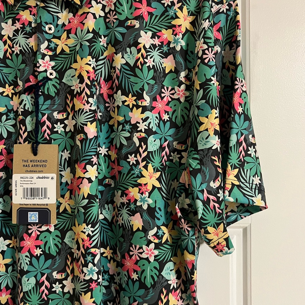 Chubbies Tropical Floral Men's Performance Polo All over Print - Picture 2 of 9